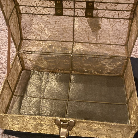 NWT & Vintage Set of 2 Gold Mesh Stacking Storage Boxes - Picture 5 of 13